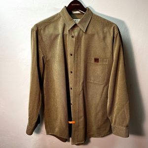 Orvis tan twill shirt with leather-like accents - L.